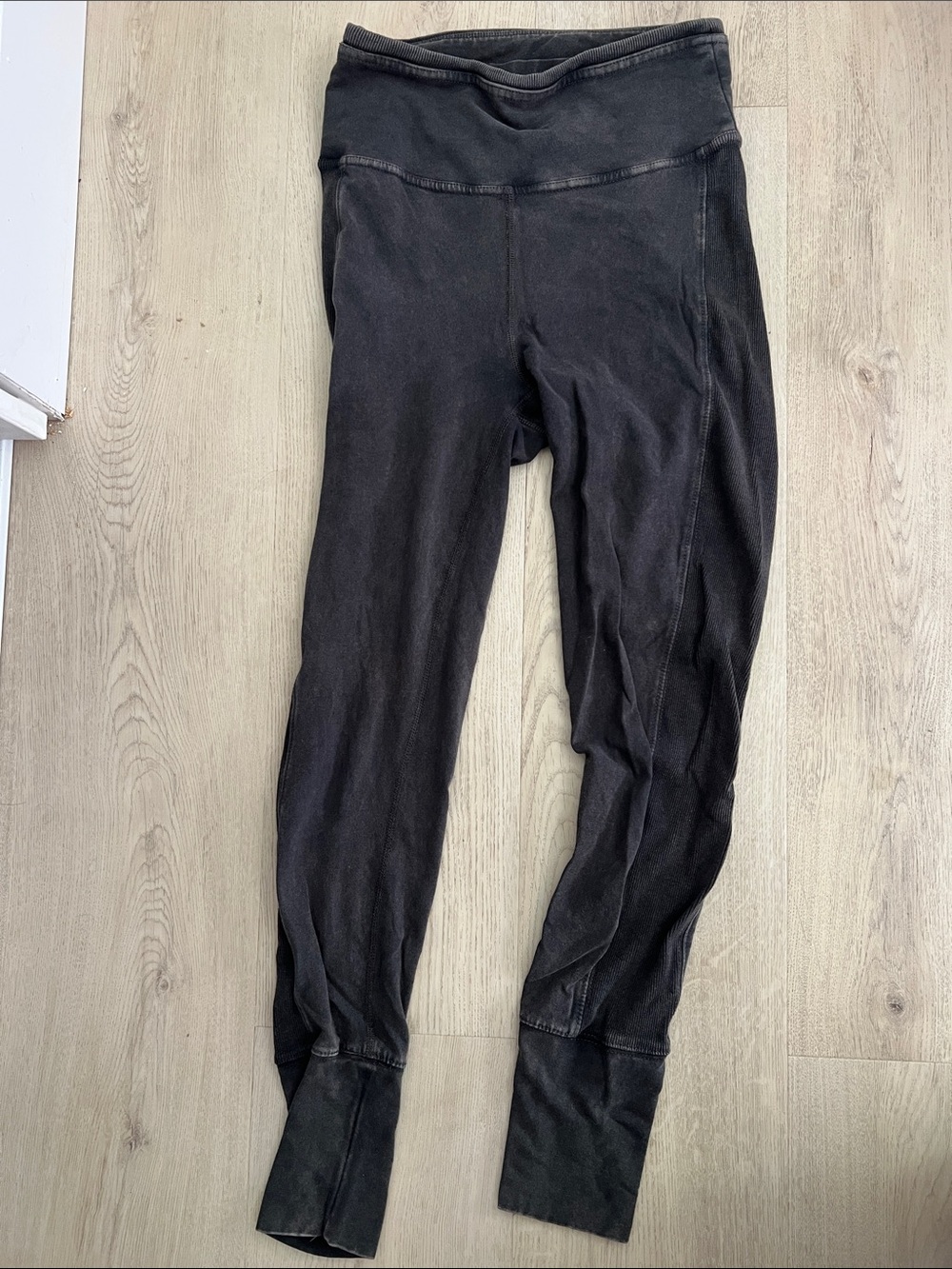 Free People Black/Grey High-Rise Leggings with Tapered Ankles